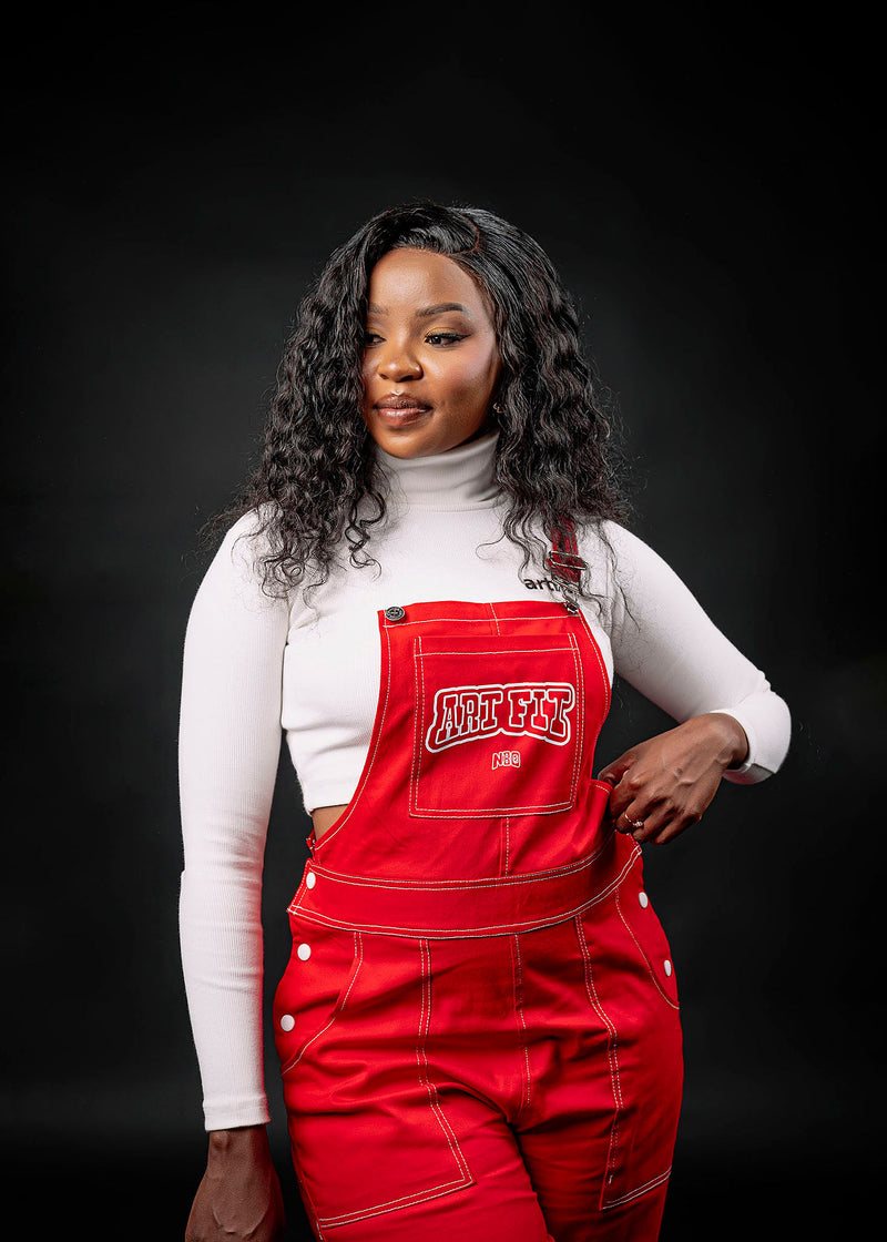 Chic Contra Stitch Dungaree - Red
