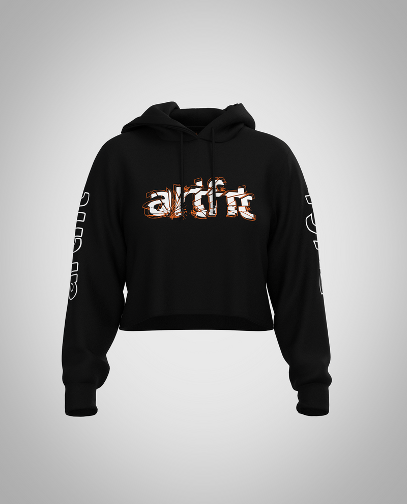 Black Cropped Hoodie (Heavy Fabric)