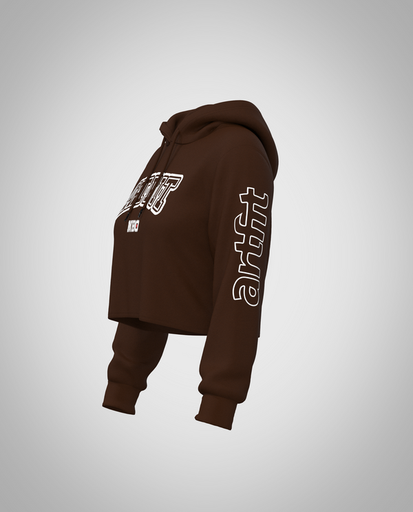 Dark Brown Cropped Hoodie (Heavy Fabric)
