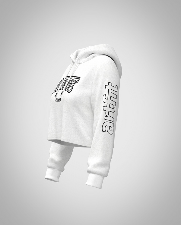White Cropped Hoodie (Heavy Fabric)