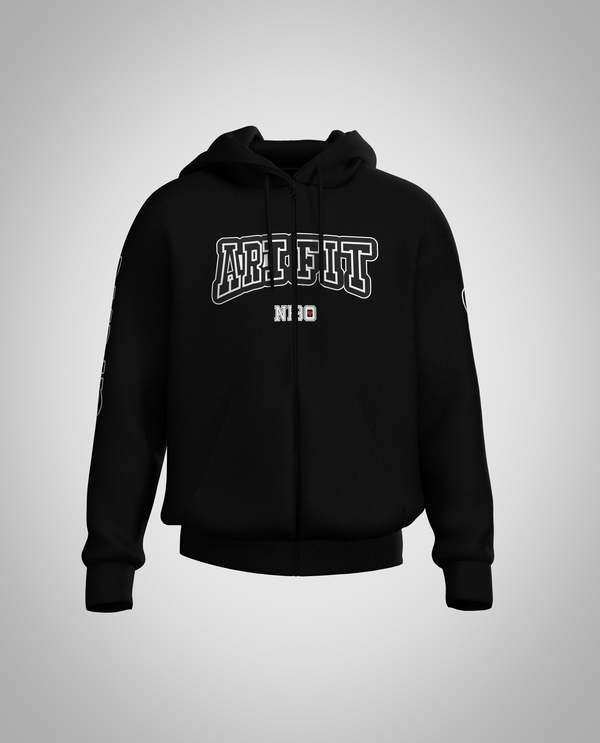 Black Zipped Hoodie(Heavy fabric)