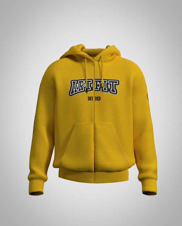 Mustard Yellow Zipped Hoodie(Heavy fabric)