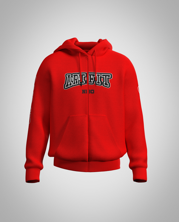 Red Zipped Hoodie(Heavy fabric)