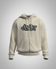 Cream White Zipped Hoodie(Heavy fabric)