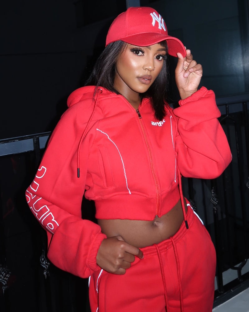 Rubi Cropped Hoodie - Red