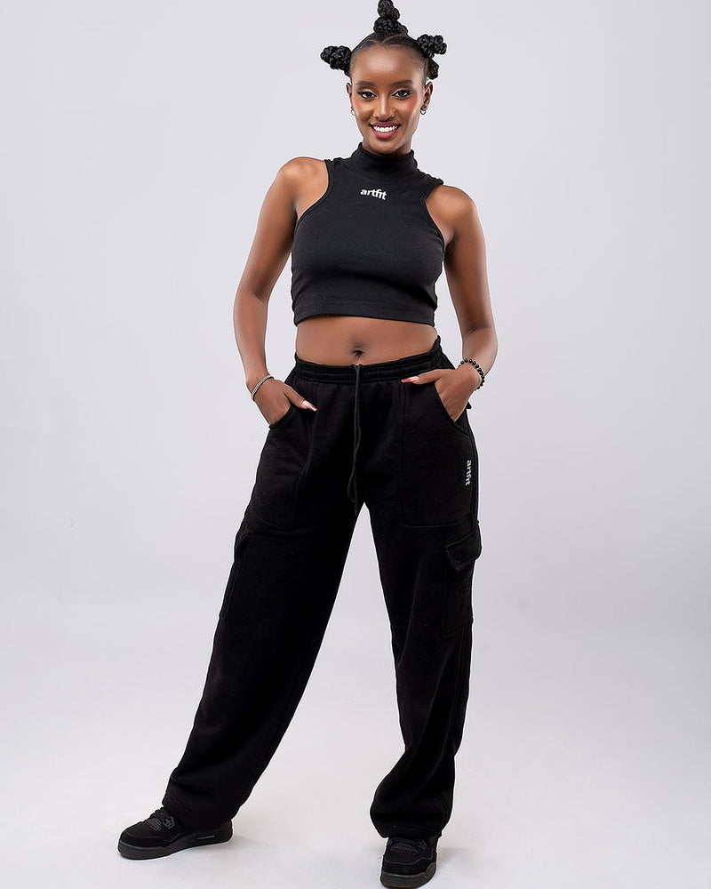Turtle Neck New Age Vest X Haute Cargo Pants - Black