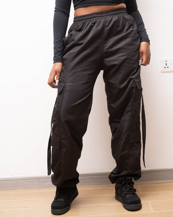 Black Sanaa Parachute Cargo Pants