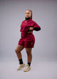Co-ord 3 piece set Turtle Neck,t-shirt & shorts - Burgundy